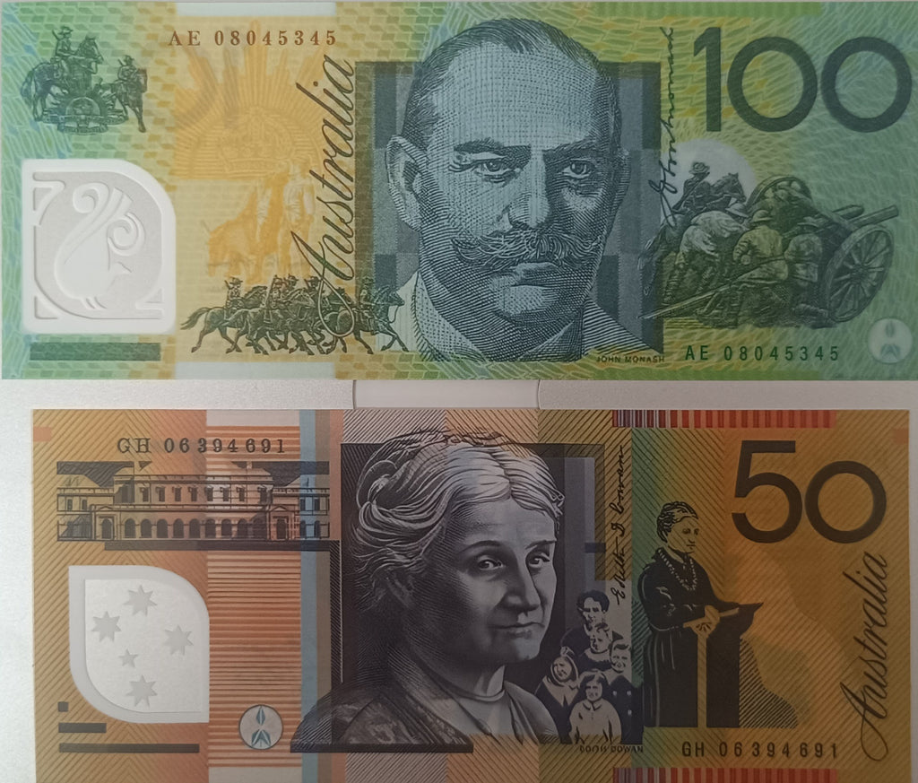 AUD Australian Prop Money with Clear Polymer 20 50 100 Dollar Notes Matte Effect New and Not Real-for Halloween Decorations