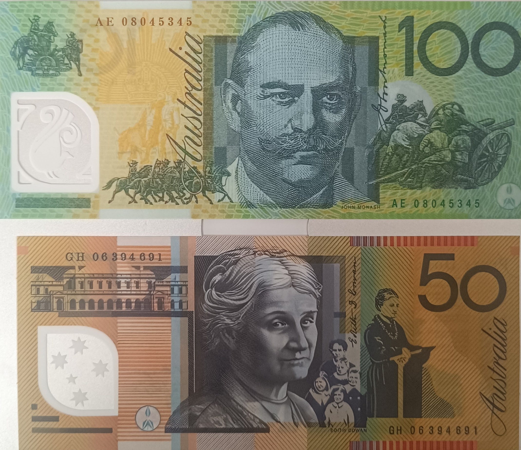 AUD Australian Prop Money with Clear Polymer 20 50 100 Dollar Notes Matte Effect New and Not Real-for Halloween Decorations
