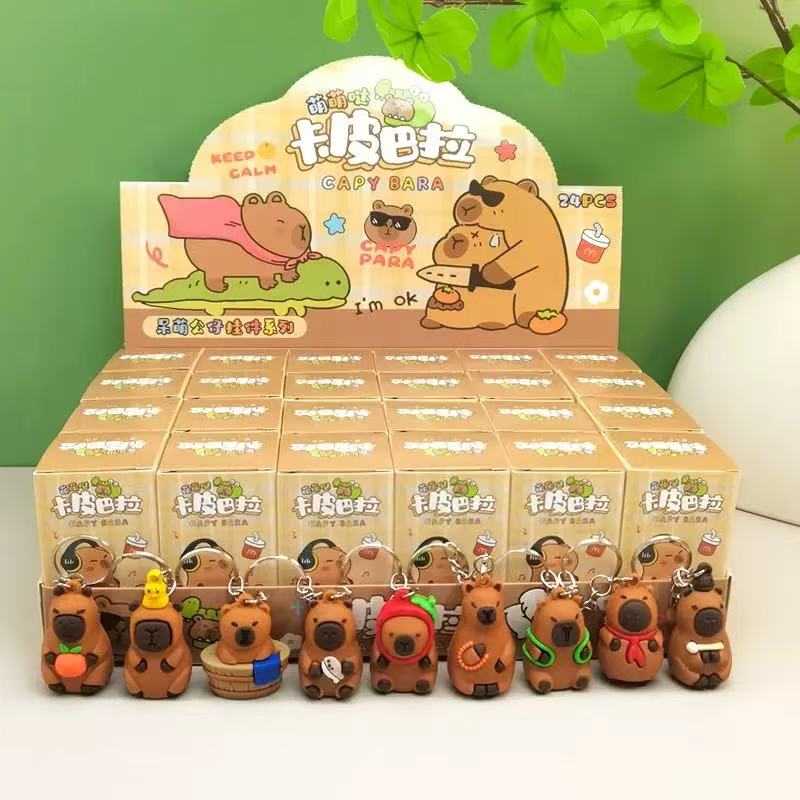 Cute Capybara Flocked Figure Mystery Blind Box Toys Kids Prize Vending Machine Gift Cross-border Cartoon Trendy Mystery Box Toys Surprise Blind Bags 3D Resin Cute Mini Figures Creative Ornaments Wholesale for Vendors Wholesale