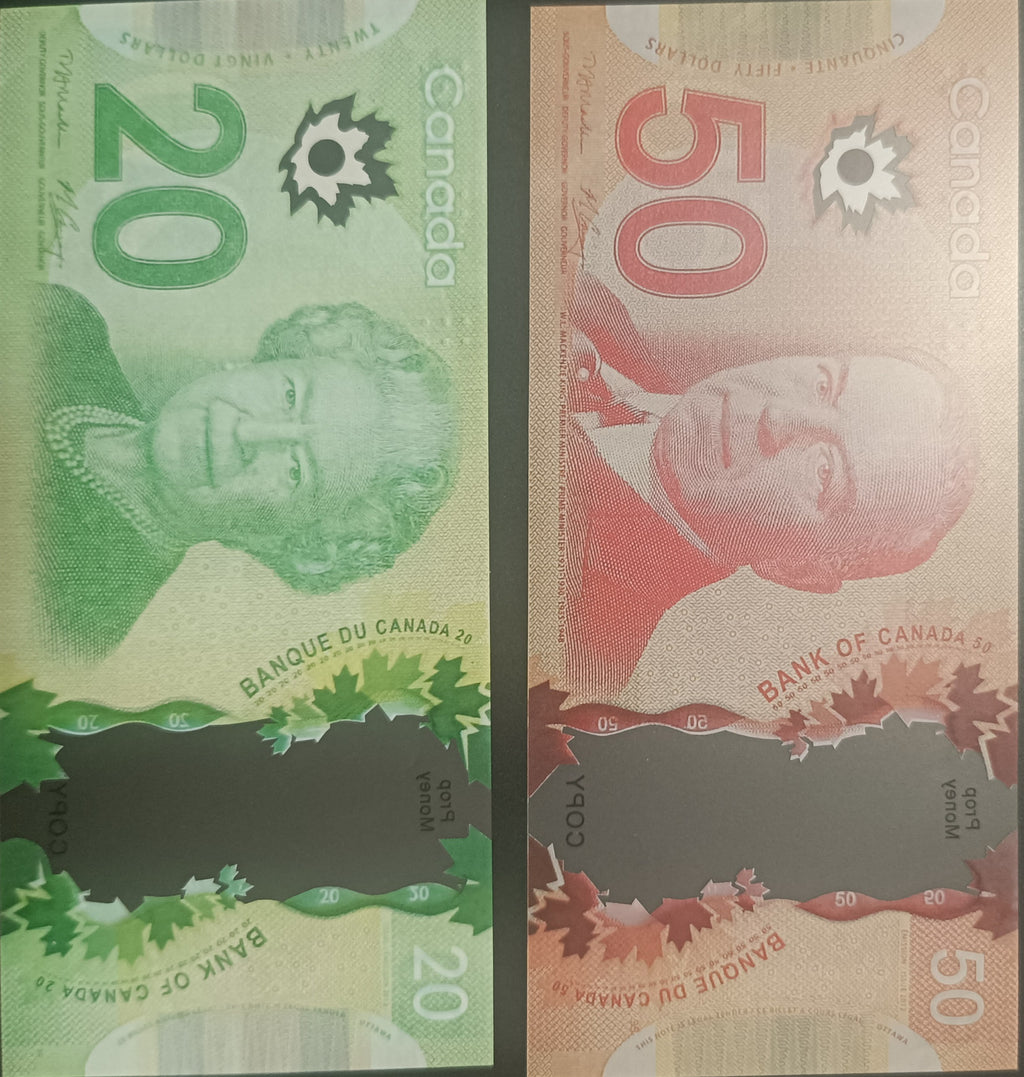 50 Dollar Canadian Prop Banknote for Video Production Paper Commemorative Bill for MV Film and Visual Effects CaD