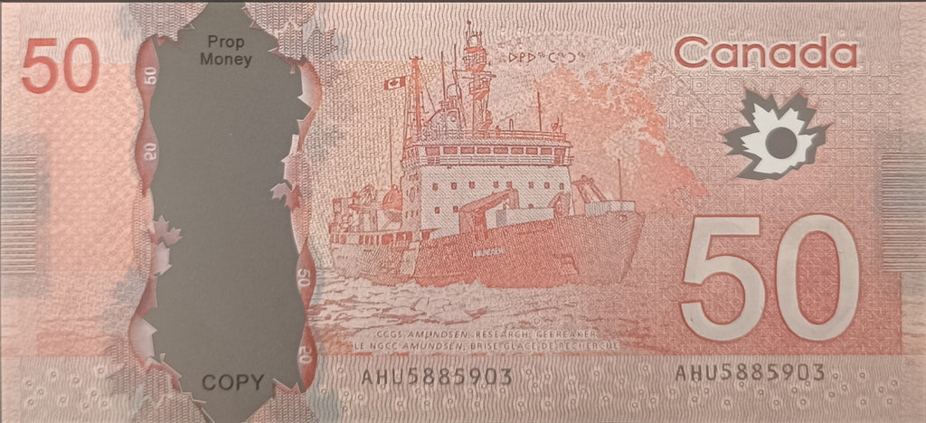 50 Dollar Canadian Prop Banknote for Video Production Paper Commemorative Bill for MV Film and Visual Effects CaD