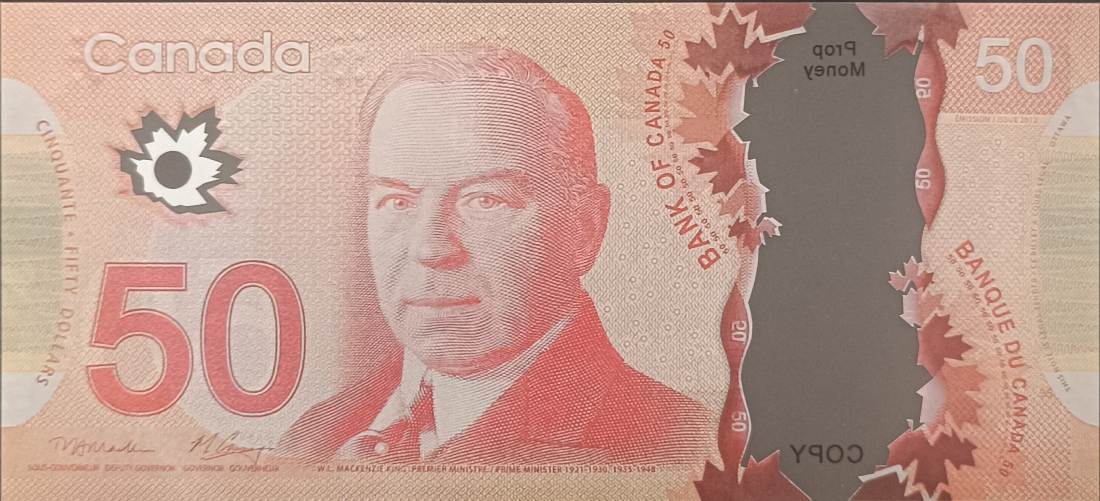50 Dollar Canadian Prop Banknote for Video Production Paper Commemorative Bill for MV Film and Visual Effects CaD