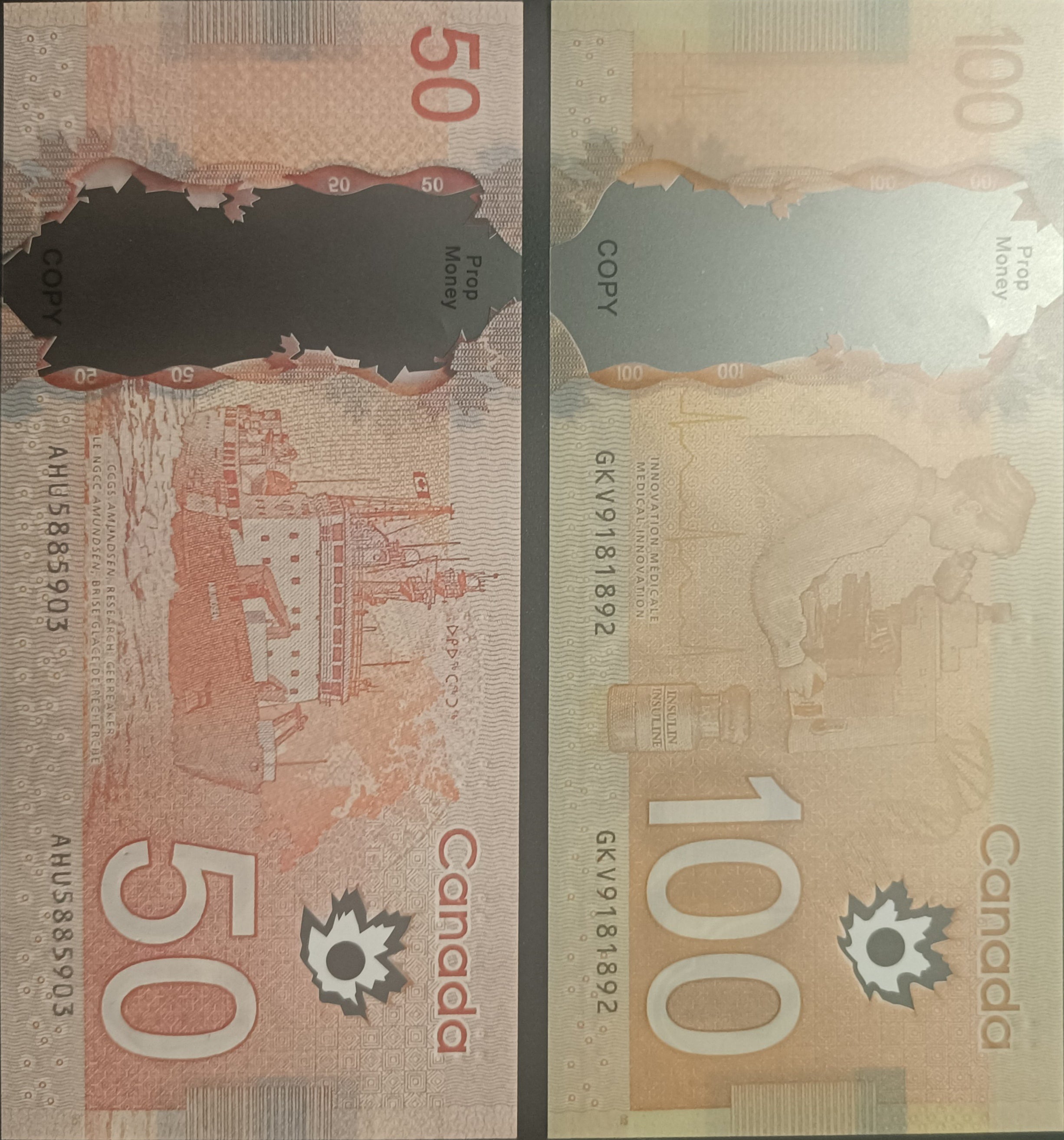 50 Dollar Canadian Prop Banknote for Video Production Paper Commemorative Bill for MV Film and Visual Effects CaD