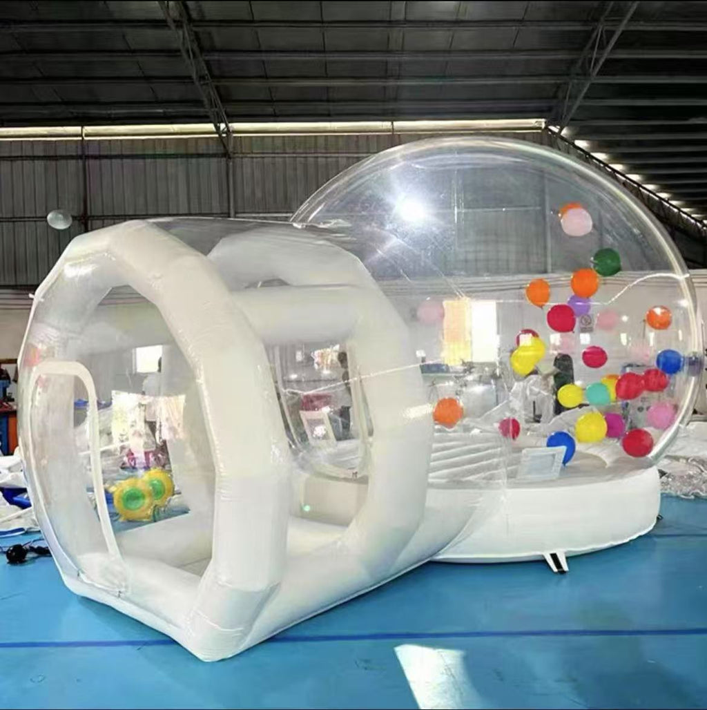 Giant Transparent Inflatable Bubble Tent with Tunnel, Outdoor Clear Bubble House for Glamping, Camping, Party, Event, Backyard & Home Stay