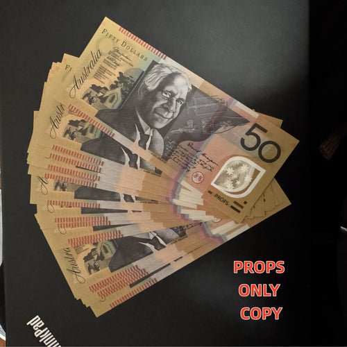 AUD Top 50 100 Australian Money Plastic Prop Money with Clear Window AUD Money Notes for Movie Music Party Game 100pcs