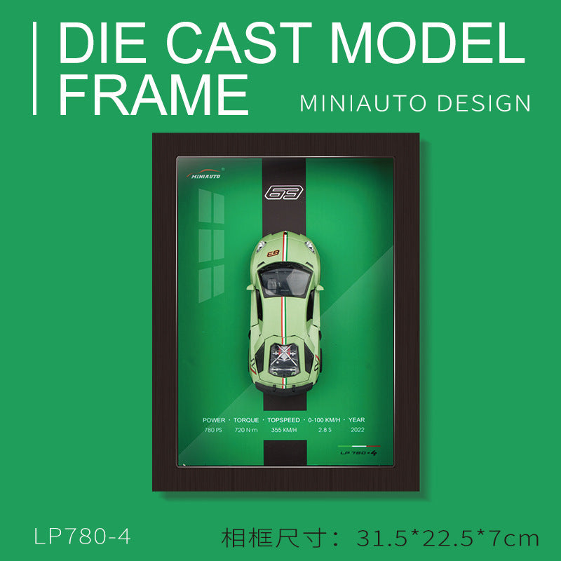 1:32 Photo Frame Version Diecast Alloy Metal Sports Car Model 3D Racing Car Hanging Painting Collection Kids Gifts
