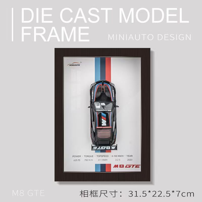 1:32 Photo Frame Version Diecast Alloy Metal Sports Car Model 3D Racing Car Hanging Painting Collection Kids Gifts