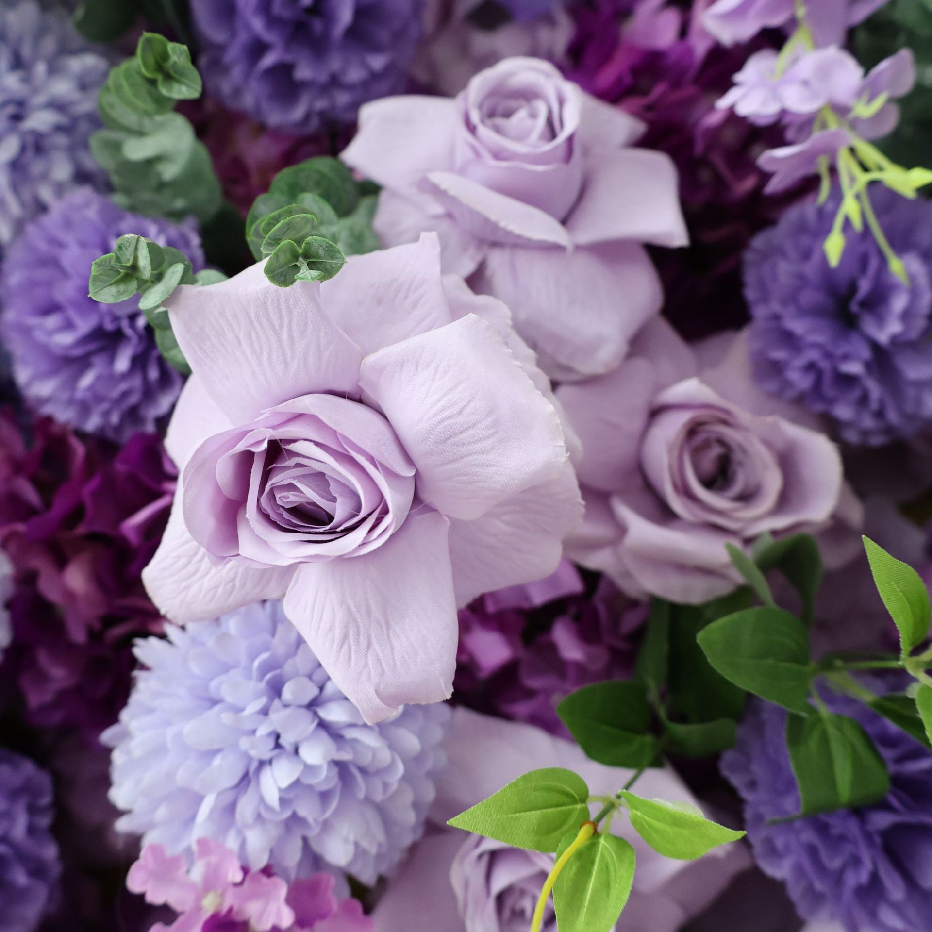 3D Purple Artificial Flower Wall Backdrop, 8x8ft Summer Flowers Decor for Wedding, Party, Photo Booth, Event & Home Decoration