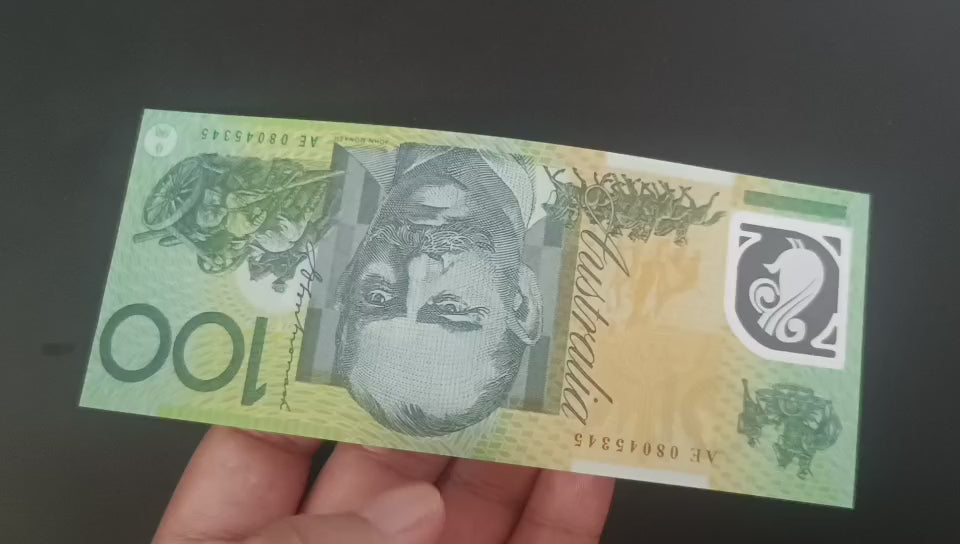 AUD Australian Prop Money with Clear Polymer 20 50 100 Dollar Notes Matte Effect New and Not Real-for Halloween Decorations